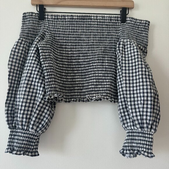 Seed heritage Gingham off the shoulder top Size 6 - Picture 1 of 1